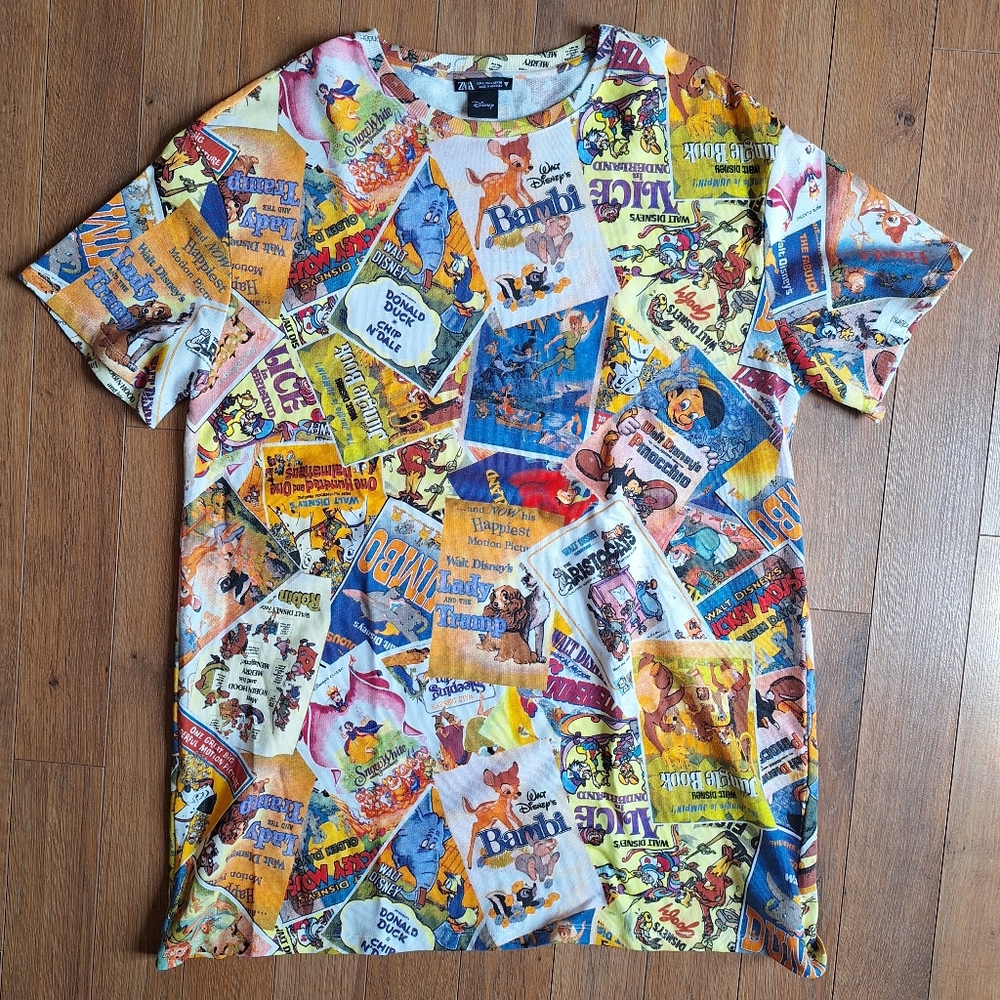 Disney Multi-Color Vintage Poster Collage Mini Dress